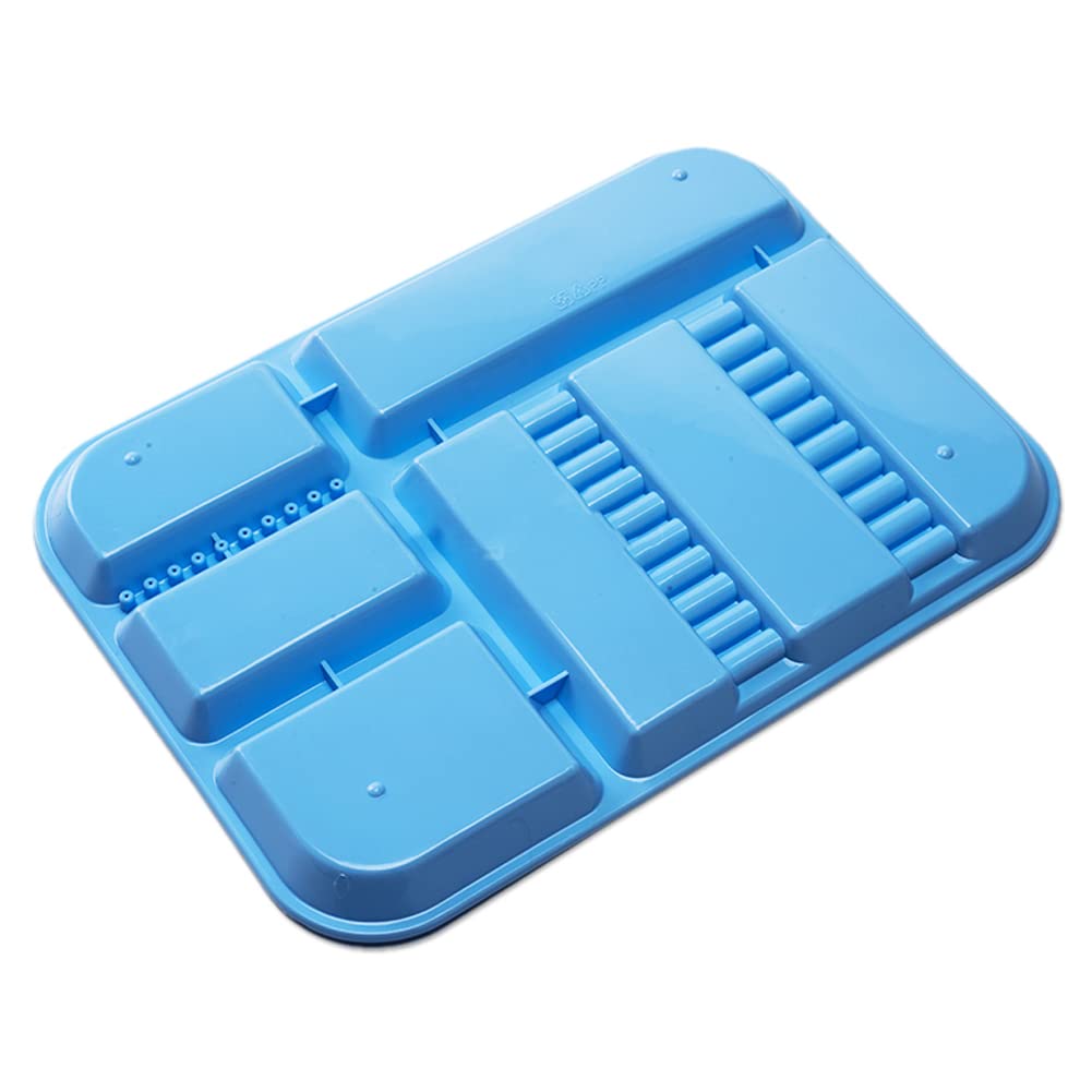 SNAWOP Dental Instrument Tray Autoclavable Plastic Divided Trays Size B (13 x 9.4") for Medical Instrument Set Lab Tatto and Beauty Salon (Blue)