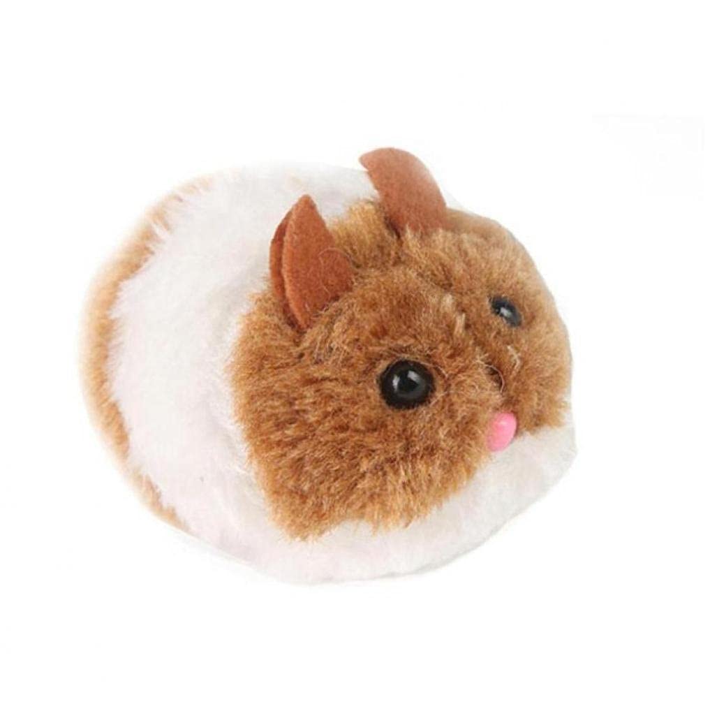 Tossper Brown Mini Plush Pull Line Vibrate Little Rat Simulated Plush Cat Toy Interactive Vibration Mouse Toys
