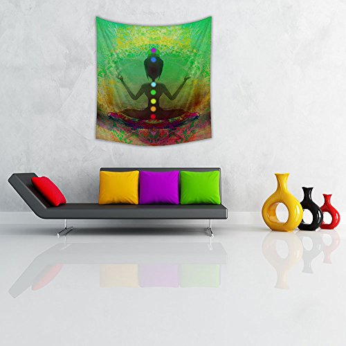 Image of ArtzFolio Yoga Lotus Pose Velvet Fabric Painting Tapestry | Wall Art Hanging 24 x 26.7 inch (61 x 68 cms)