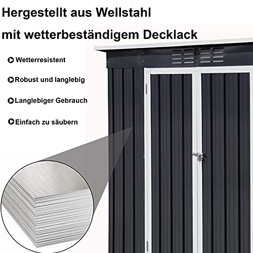 Metall Gerätehaus Gartenhaus Geräteschuppen Garten Schuppen Inkl. Metallfundament (ohne Boden), Metall Gerätehaus mit… – Bild 7