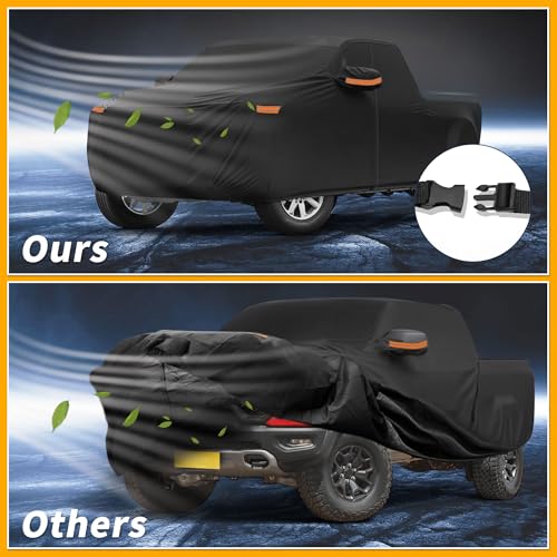 Image of Car Cover Waterproof All Weather Sun Rain Protection Full Exterior Cover for Dodge for Ram Black with Left Side Zippers