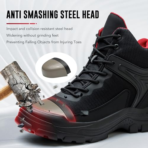 Asiman Steel Toe Boots for Men - Slip Resistant and Durable Safety Shoes Men's Indestructible Construction Work Boots with Composite Safety Toe4