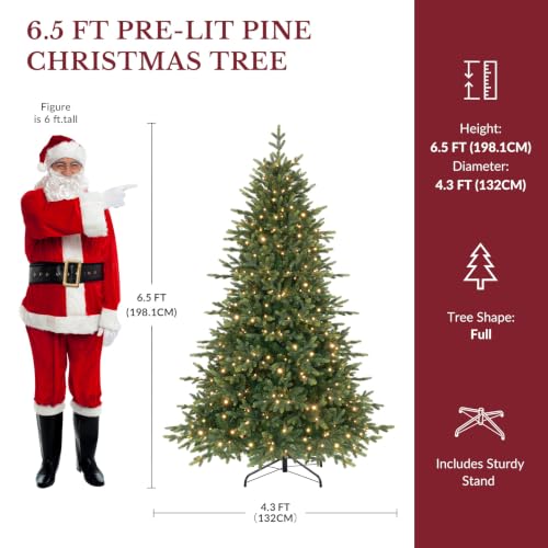 SHareconn 6.5ft Prelit Artificial Fir Christmas Tree with Dual Color Lights - Image 2