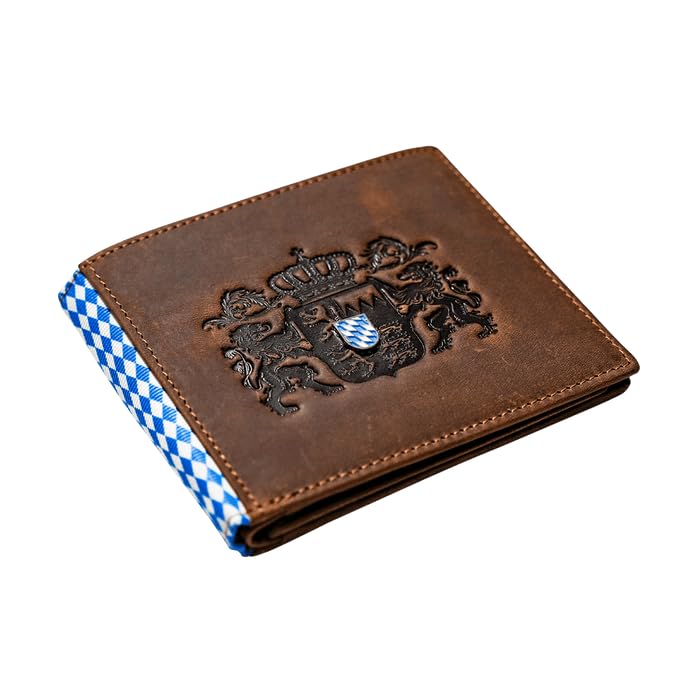Hoamatkult Bayern Vintage Leder Geldtasche - Authentisches Bayerisches Design, RFID-Schutz, Vielseitige Fächer, Ideal für Alltag und Reisen
