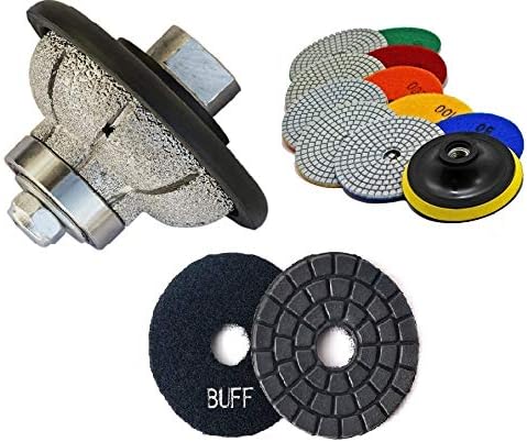 Diamond F30 Router Bit Profile Wheel/Profile Grinding Wheel Ogee 30 mm 1 1/4" Final Glaze Buff 4" Polishing Pad 8 Pieces Granite Marble Concrete Travertine Quartz