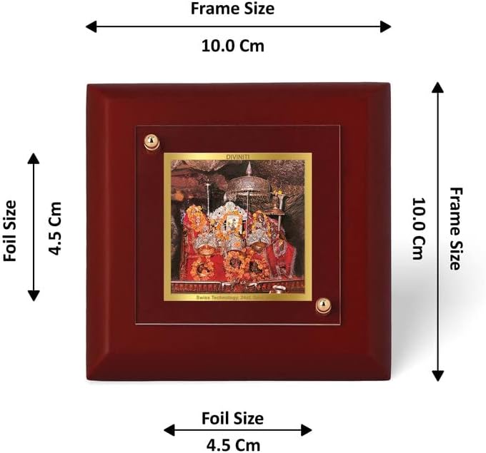 Mata Ka Darbar MDF 1A Gold Plated Photo Frame, 24K Double sided Gold Plated Pendant 18 MM and 3 Pcs Incense Sticks For Navratri Festival Prayer & Auspicious Occasion (Combo Pack)