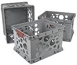 Storex Recycled Filing Crate with Comfort Handles, 17.25 x 14.25 x 10.5 Inches, Red, Case of 3 (STX61790U03C)
