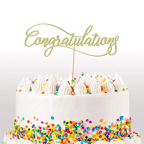 Cakeshop Congratulations Glitter Cake Topper, Wedding Cake Topper Decoration Anniversary - Double Sided 400gsm Glitter Card, Choice 14 of Colours and Loads of Styles (Champagne)