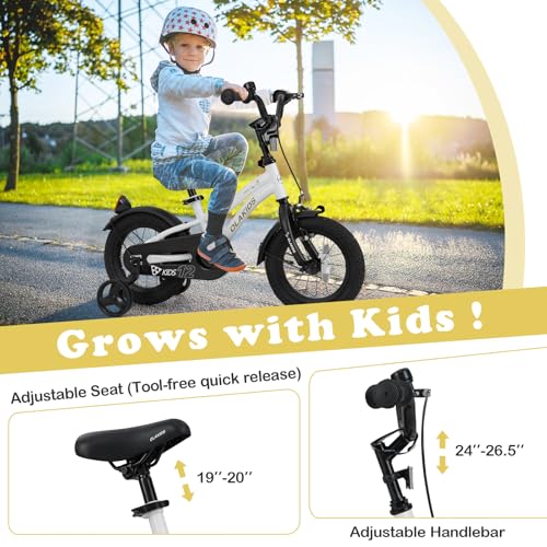 Image of Olakids Kids Bike, 12 14 16 18 Inch Toddlers Bike with Training Wheels Safety Bell Adjustable Seat and Handlebar, Handbrake and Coaster Brake, Children's Bicycle for Boys Girls