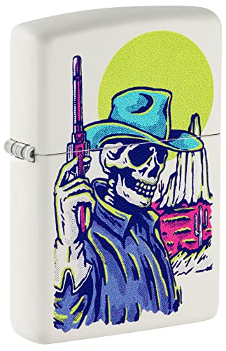 Zippo Wild West Skeleton Design White Matte Pocket Lighter