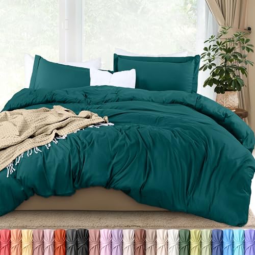 Utopia Bedding Duvet Cover Queen Size - 3 Piece with Zipper Closure - 1 Comforter Cover 90X90 Inches & 2 Pillow Shams 20X26 Inches (Teal) Comforter Not Included