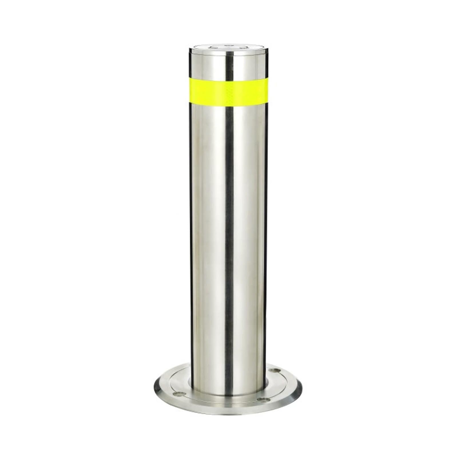 Aioneer Stainless Steel Traffic Bollard With Reflective Strips - Rustproof, Waterproof Delineator Post For Driveway Security & Safety, Includes Anchor Bolts, 60Cm