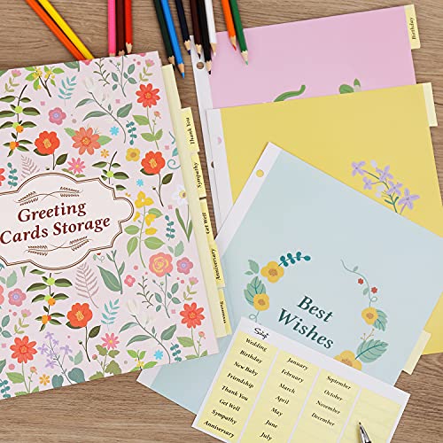 Greeting Card Organizer Binder Book with 60 Plastic Sleeves, 12 Dividers and 32 Tabbed Labels, Holds up to 120 cards, Perfect Greeting Card Keepsake Display Holder - Thumbnail 5