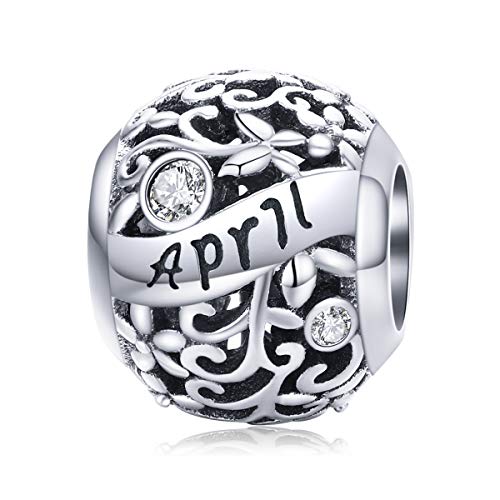 Charm de plata de ley 925 antialérgico con 12 piedras natales de colores