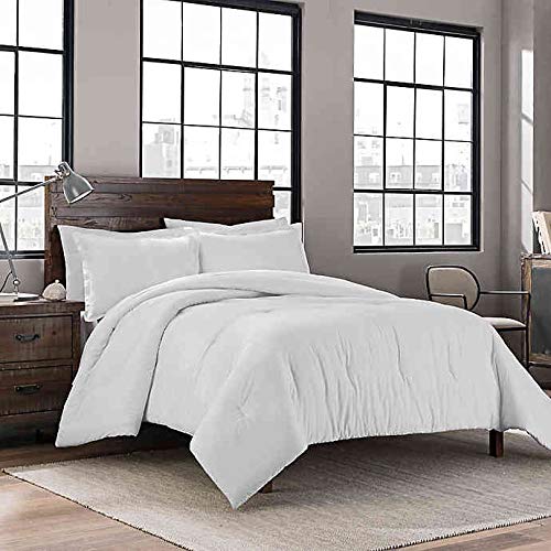 Garment Washed Solid Twin/Twin XL Comforter Set in White