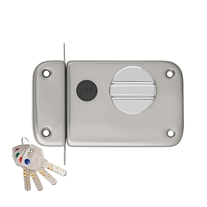 Godrej Rim Lock I Ultra XL+ I 1CK Deadbolt I Satin Steel Finish I for Inside/Outside Opening Door & Left/Right Handed Doors I 4 Keys I 5 Year Warrenty I Manual Locking