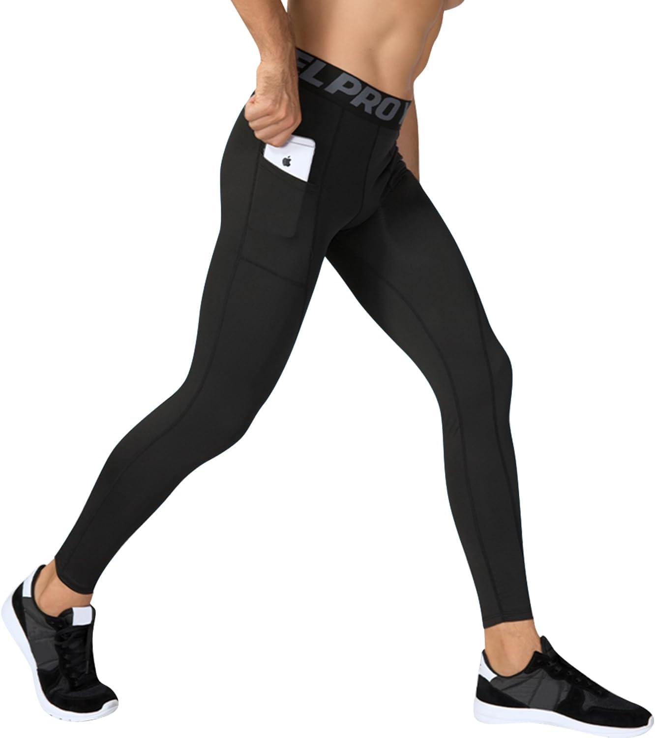 Yuerlian 1 or 3 Pack Men's Compression Pants Running Tights Workout Leggings Cool Dry Yoga Gym Pants with Pocket