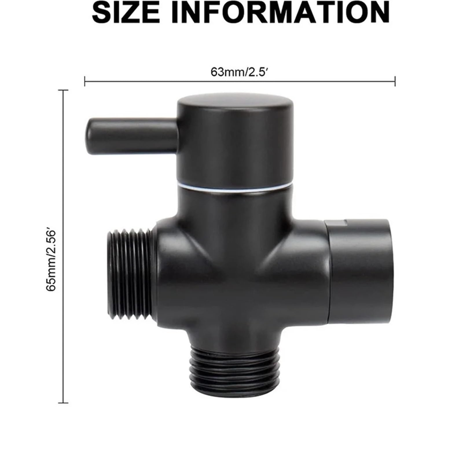 2 uds G1/2in válvula desviadora de latón de 3 vías convertidor adaptador T negro for cabezal de ducha convertidor de válvula de agua de baño Para Cocina, BañO
