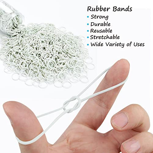 Hoyols 1/2 Inch Small White Rubber Bands For Hair Ties Elastics Mini Toddler Braids Ponytail Holders For Baby Girls Infants Kids Thick Hair White Rubberbands No Damage For Crafts Office 1000Pcs (S) #TOP7
