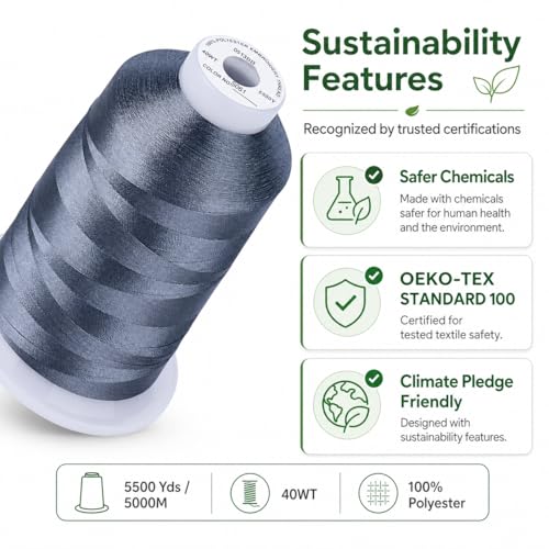Image of Simthread 5000M 40WT Polyester Embroidery Thread, S061 | 5000M 40WT polyester thread feeds smoothly for machine embroidery, monograms, logos, patches and quilting.