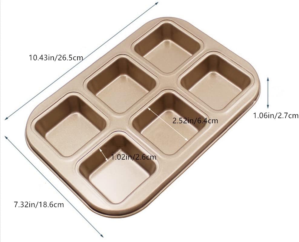 XZJMY Bun Pan,Muffin Pan,Mini Square Cake Pan,6 Cup Non-Stick Cupcake Baking Pan for Making Muffins or Cupcakes (6 cavity)