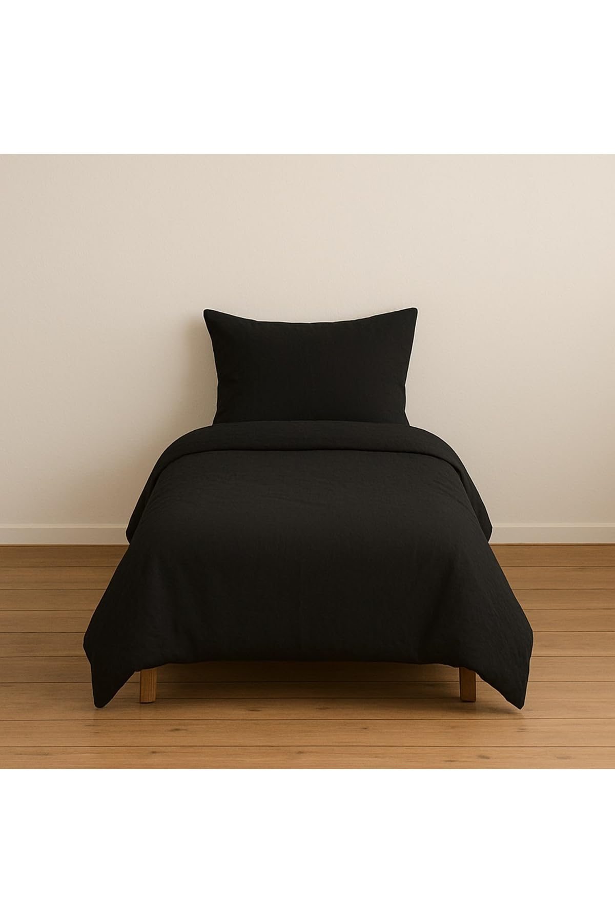 Ezgi Tek Kişilik Nevresim Takımı, 160 x 230 cm, Siyah, 1 Yastık Kılıfı Dahil