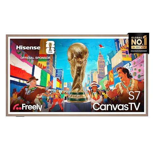Hisense 55" 55S7NQTUK Canvas TV - 144Hz Game Mode PRO, Art Mode, Styles Swaps Frames, UltraSlim Wall Mount with Freely, Disney +, YouTube, Netflix