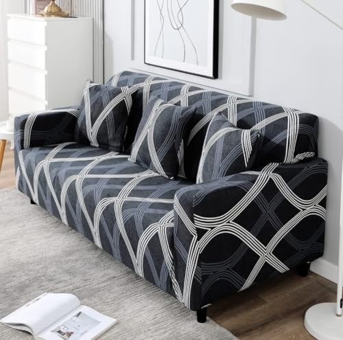 Image of HK Printed 5 Seater Sofa Cover Big Elasticity Cover Stretch Universal Sofa Slipcover 5 Seater (3 Seater Size 185-230cm and 1 Seater Size 90-145cm)