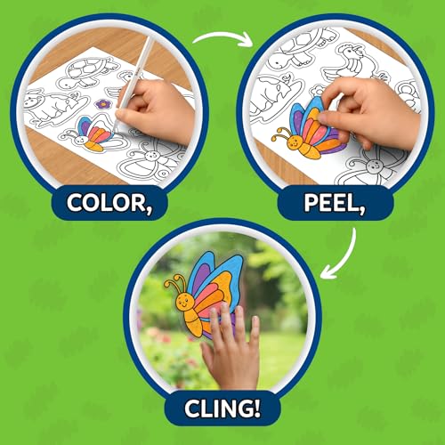 Image of Skillmatics Cling Art - Color Clingz Animals, 40+ Reusable Static Stickers, Mess-Free Fun for Kids, DIY Craft Kits & Supplies, Travel Toys, Creative Gifts for Boys and Girls Ages 3, 4, 5, 6, 7