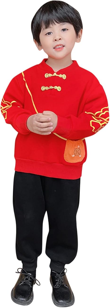 YONGFU Baby,Clothing,Baby Boys 0-24m,Outfits & Clothing Sets Toddler Baby Boys Clothes Sets Kids Formal Suits Long Sleeve Tops+ Long Pants Chinese New Year Child Outfits 1-5 Y (Red-02#, 12-18 Months)