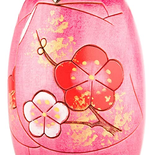 The Japanese Shop Różowy kwiat autentyczna drewniana lalka Kokeshi