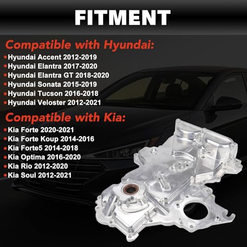 USTAR M526 Engine Oil Pump and Timing Cover Assembly Compatible with Hyundai Accent Elantra GT Sonata Tucson Veloster Kia Forte Forte Koup Forte5 Optima Rio Soul 1.6L L4 Replace# 21350-2B701 by USTAR - Image 2