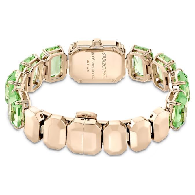 Image of Swarovski Millenia Watch, Octagon Cut Bracelet, Green, Champagne Gold-Tone Finish