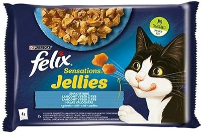 💎 73% MEGA DEAL! Nourriture Humide pour Chats NESTLE POLSKA Felix SASZ.4 x 85 g Sensations Jellias Rybne Danemark en JelreTce / 12