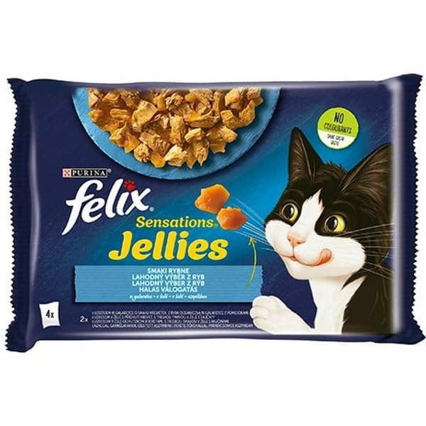 Nourriture Humide pour Chats NESTLE POLSKA Felix SASZ.4 x 85 g Sensations Jellias Rybne Danemark en JelreTce / 12