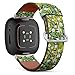 CJBROES Replacement Leather Watch Band, Compatible with Fitbit Versa 3 and Fitbit Sense of Wristband Bracelet Accessory - Floral Watercolor