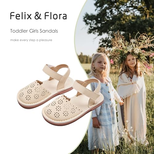 Image of Felix & Flora Toddler Girls Sandals Soft Rubber Princess Flat Shoes Flower Girl Shoes