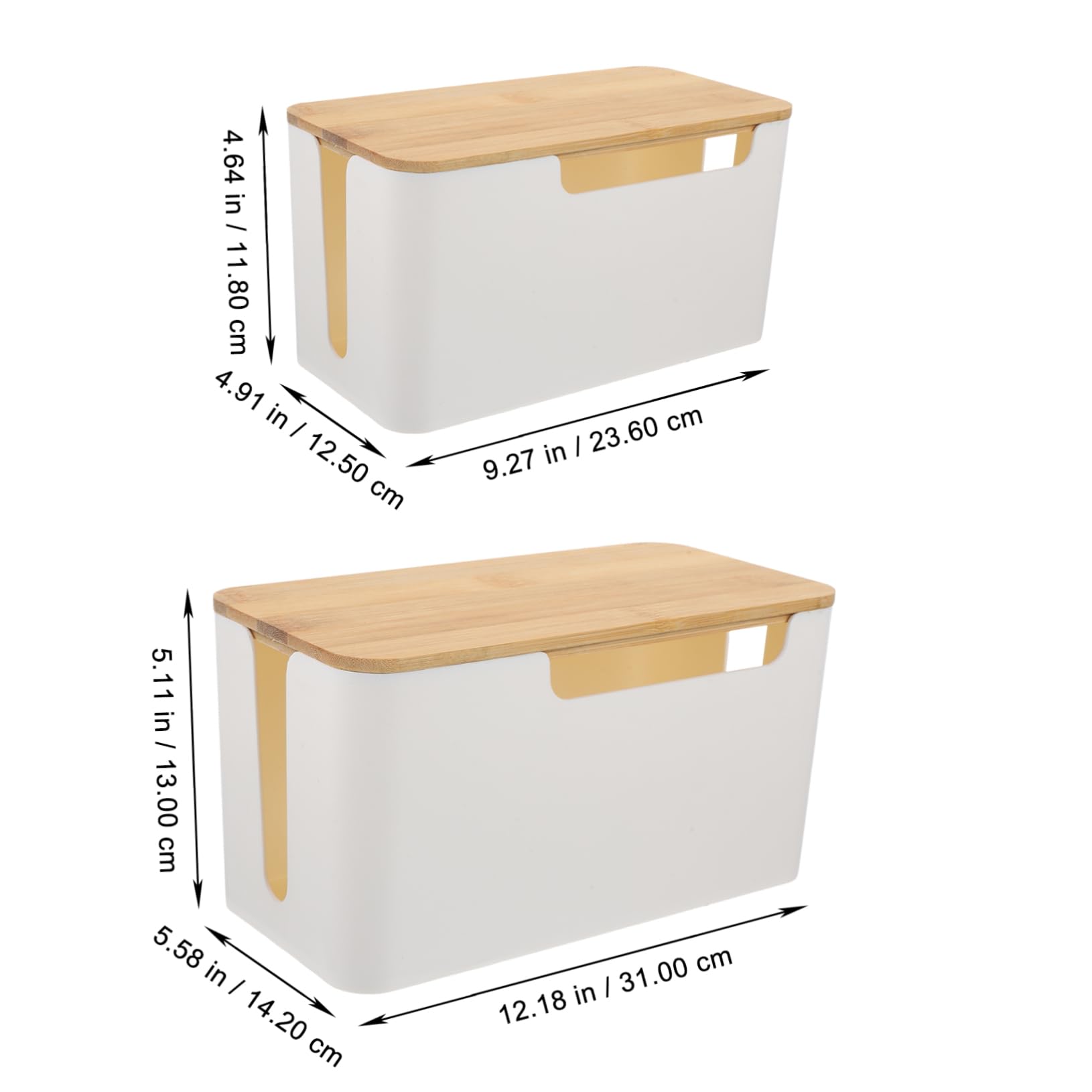 Caja de Gestión de Cables de Escritorio 2 Piezas Blanco Bambú