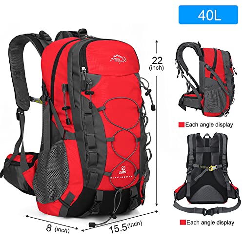 Inoxto Lightweight Hiking Backpack 35L/40L Hiking Daypack With Waterproof Rain Cover For Travel Camping Outdoor Men And Women (40L Red) #TOP2