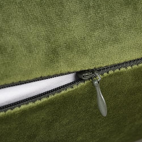 Image of Mixhug Set of 2 Cozy Velvet Square Decorative Throw Pillow Covers for Couch and Bed, Moss Green, 18 x 18 Inches