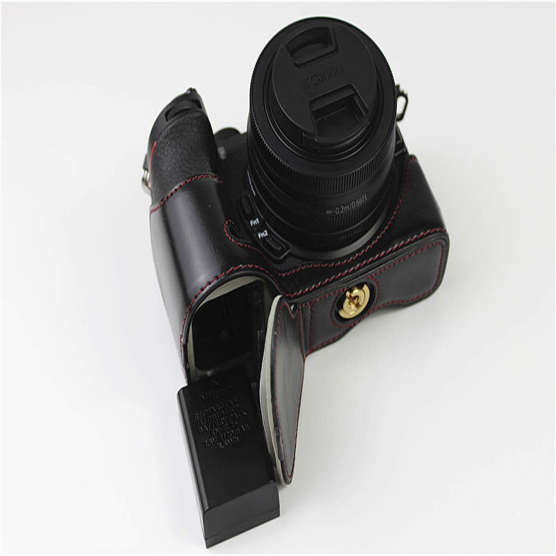 Custodia Per Fotocamera in Pelle, Borsa Per Fotocamera Copertura Completa Del Corpo Antigraffio Protettivo Per Fotocamera Z50, Z DX 16-50Mm F / 3.5-6.3 Lente VR,Nero