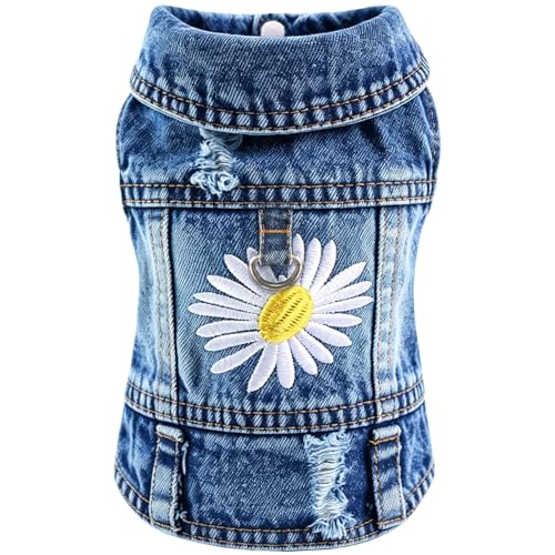 Chaqueta de mezclilla para perro, chaleco vaquero azul clásico con solapa para cachorro 2
