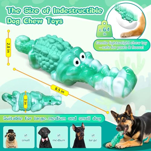 Image of Jeefome Dog Chew Toys for Aggressive Chewers Tough Squeaky Alligator