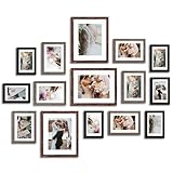 Fixwal Picture Frames Set, Gallery Wall Frame Set Picture Frames Collage 15 Pack for Wall or Tabletop with 8x10 5x7 4x6 Frames, Rustic Picture Frames in 3 Different Finishes
