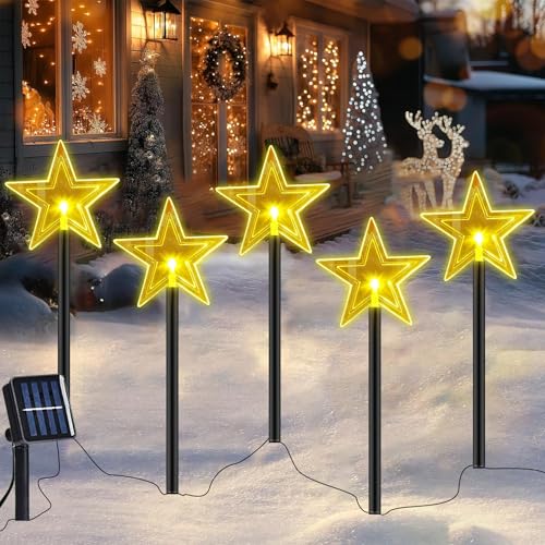 Shengruili 5PCS Solar Weihnachtsbeleuchtung Außen,Weihnachtsbaum...