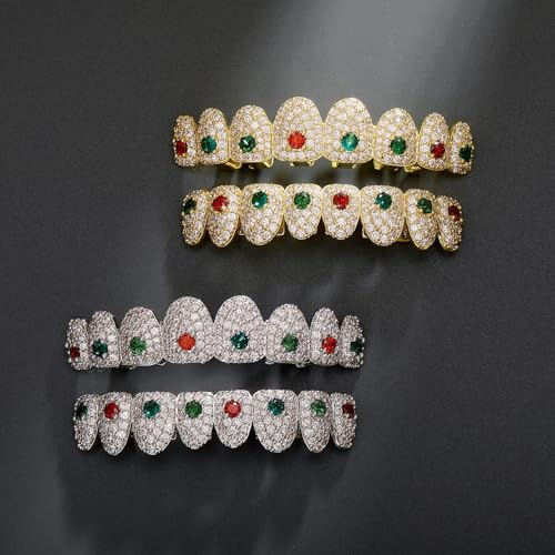 Grillz Hip Hop Multicolor con Piedras CZ 16K Dorado miniatura 4