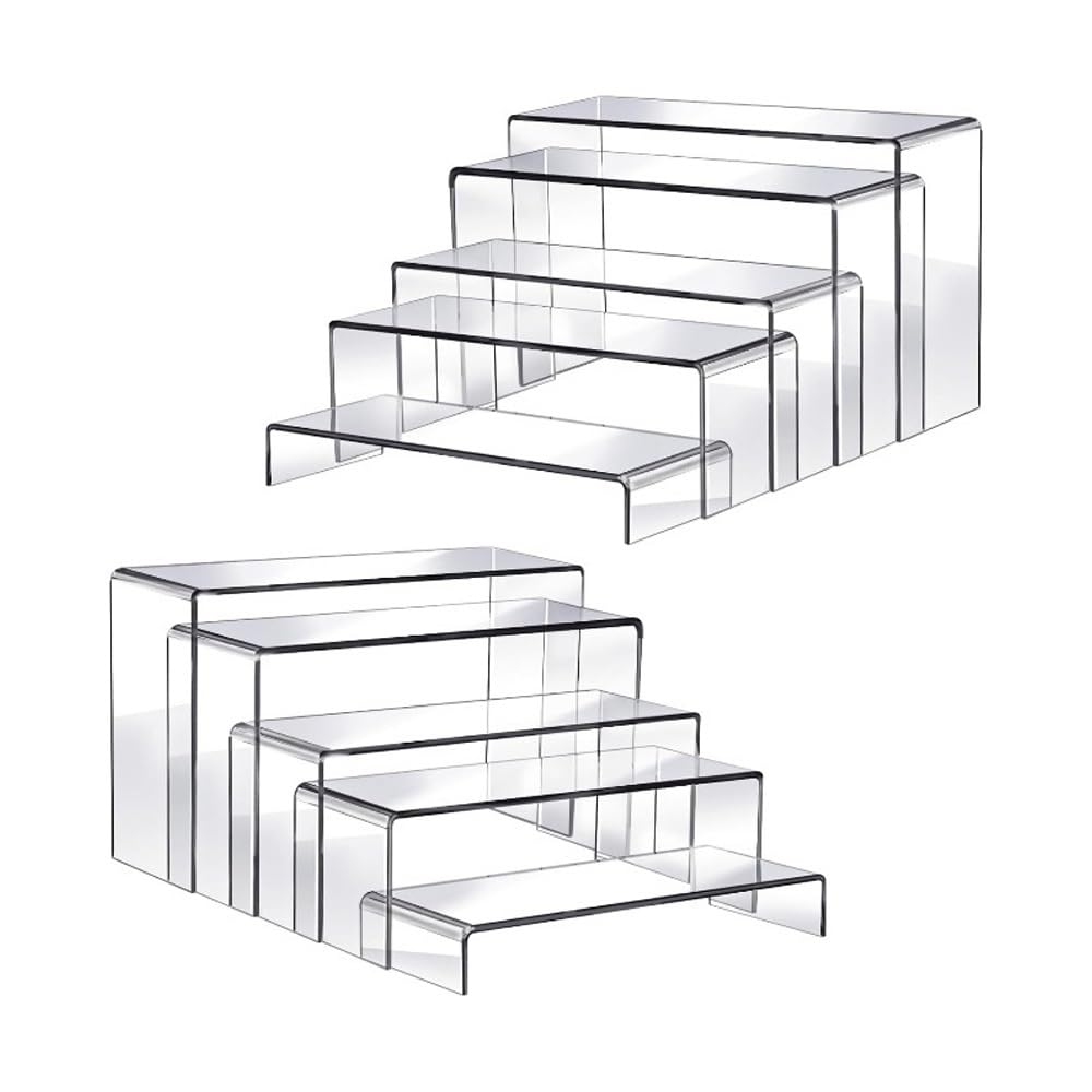Lylxienty Acrylic Display Risers 10PCS Acrylic Display Stand for Collectibles Jewelry Funko Pop Figures Toys Cupcake Dessert Decorations 5 Size