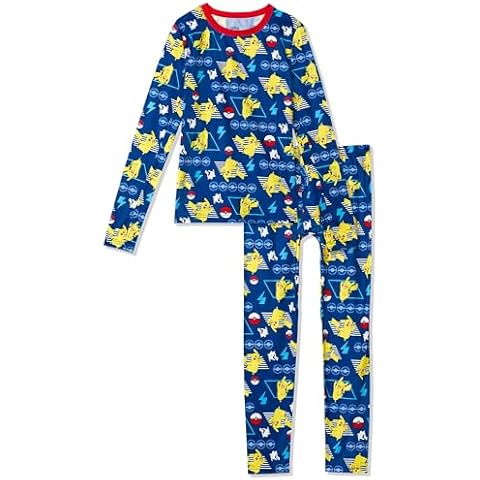 Cuddl Duds Boys Thermal Underwear Set - Sonic, Spiderman, Pokemon, Minecraft, Star Wars Designs - Kids Long John Base Layer Cover