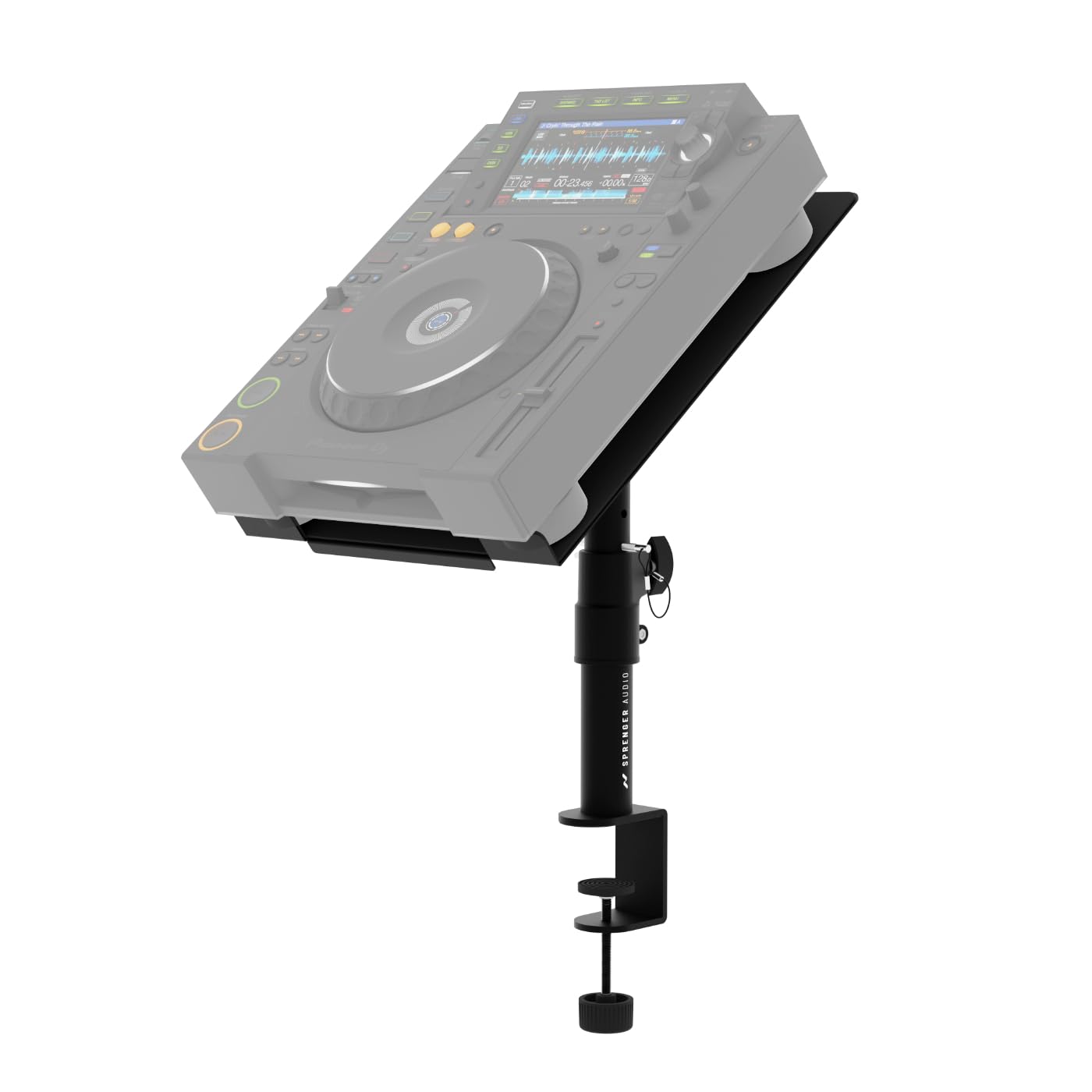 Professioneller DJ-Player-Ständer mit Klemm- und Durchsteck-Montage – Kompatibel mit Pioneer XDJ 700 bis CDJ 3000 und Denon-Modellen – Stabil & Vielseitig