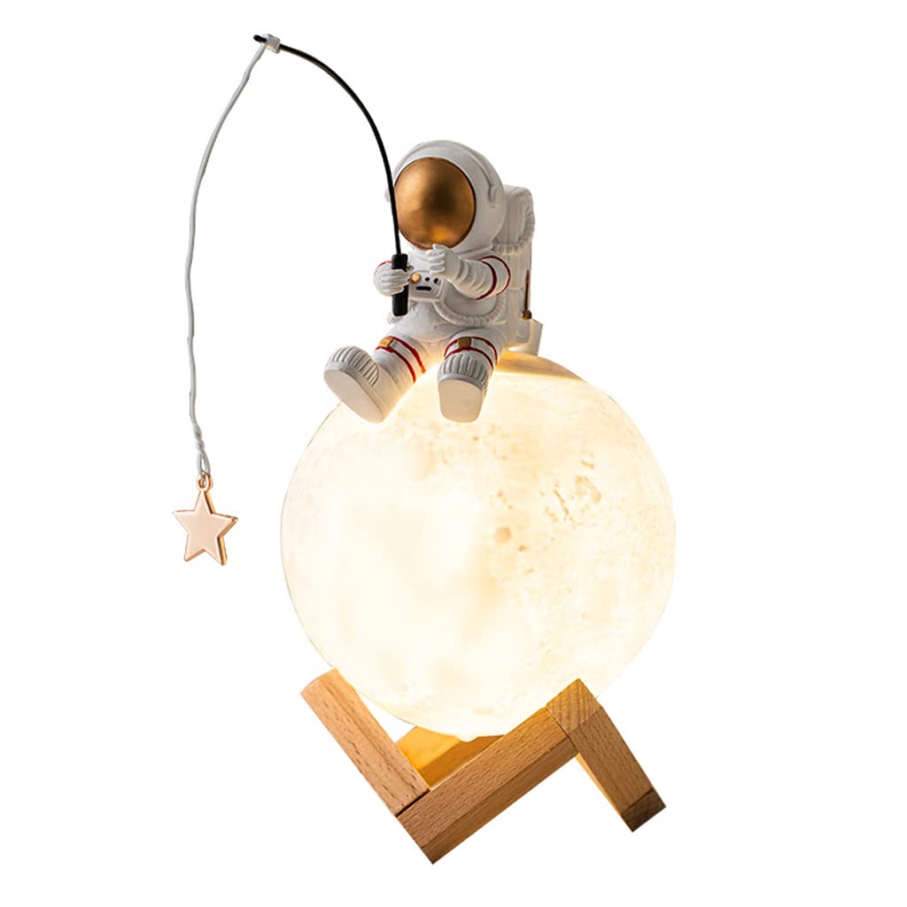 LANCHEN Luce Notturna a LED Luce lunare con Ornamenti per astronauti Materiale in Resina Dimmerabile Ottimo per i Bambini Regalo di Compleanno per Gli Amici